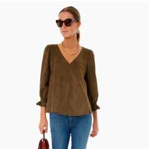 Tuckernuck Olive V-Neck Blouse
